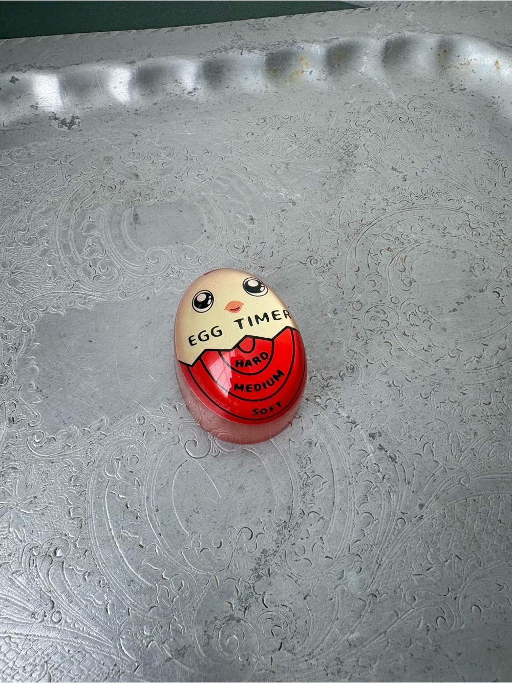 Cute Egg Timer Kitchen Timer in Cream and Red